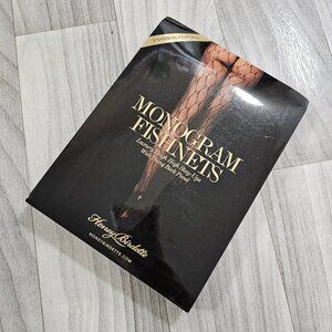 Honey Birdette Monogram Fishnets Black Pantyhose Tights with Logo Size L